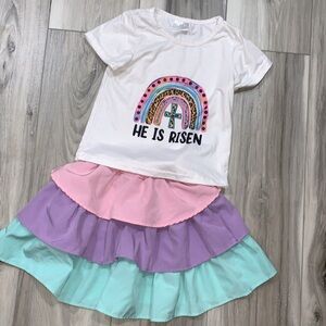 1️⃣ He is Risen skirt set XS 2T girls